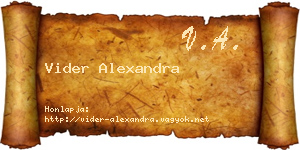 Vider Alexandra névjegykártya